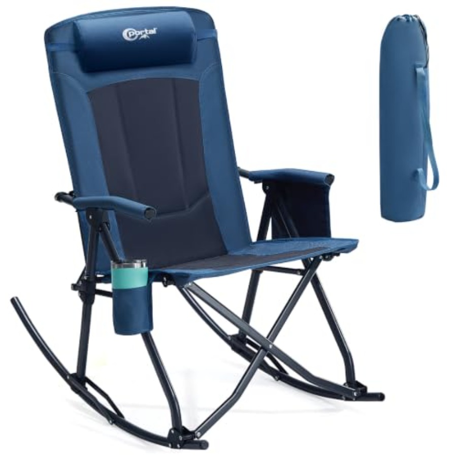 Outdoor Camping Rocker - zz-Boyutlu Katlanır Sallanan Kamp Sandalyesi Yüksek
