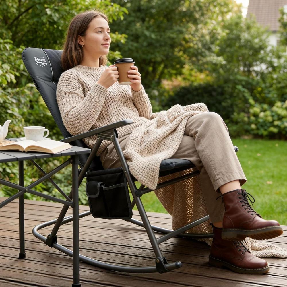 Outdoor Camping Rocker - Büyük Boy Katlanır Sallanan Kamp Sandalyesi,