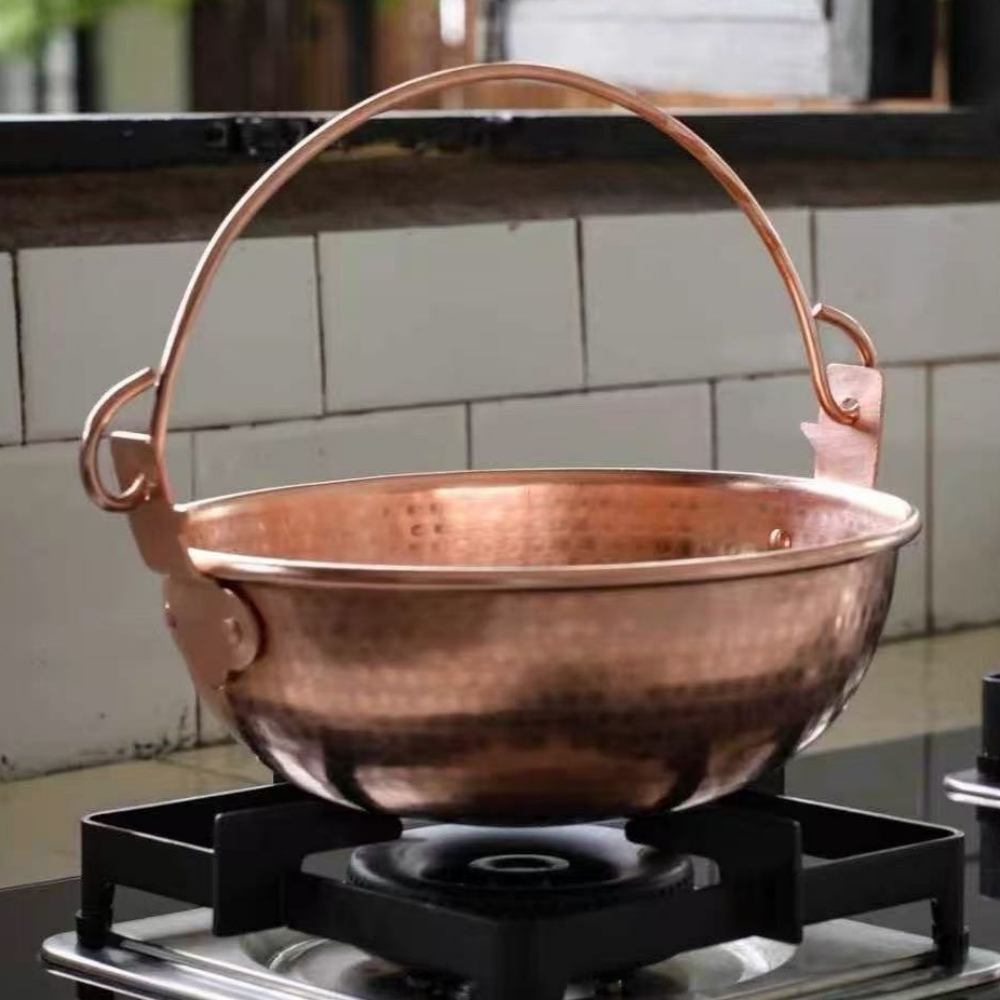 Outdoor Camping Utensils - Vintage Bakır Asma Tencere, Açık Hava