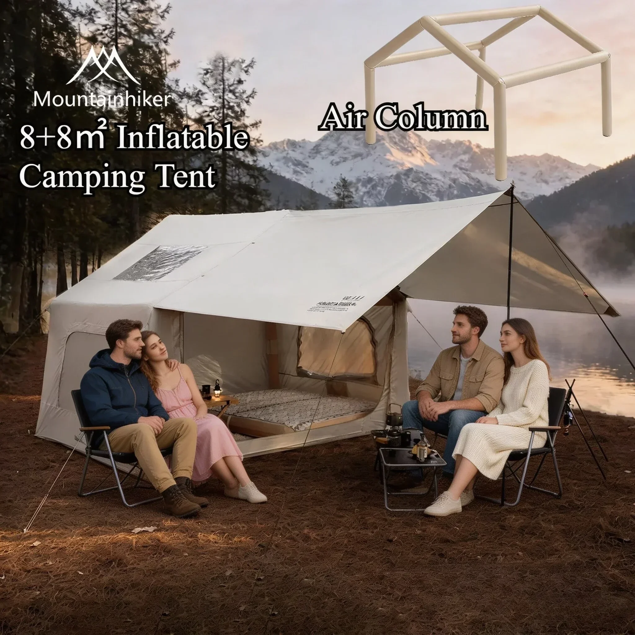 8+8 ㎡   MOUNTAINHIKER Şişme Ka - Outdoor Camping Inflatable Tent incelemesi ve fiyatı