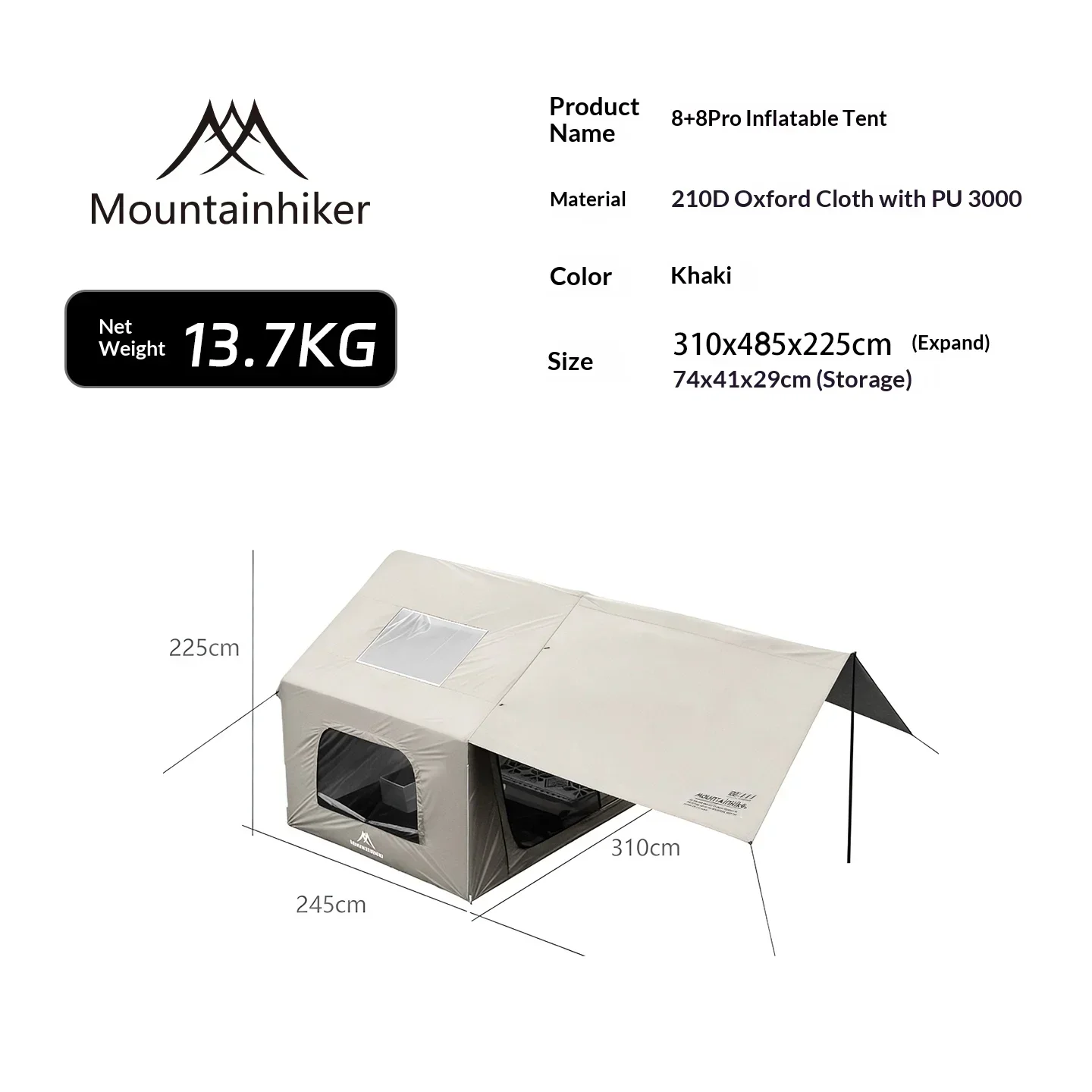 8+8 ㎡   MOUNTAINHIKER Şişme Ka - Outdoor Camping Inflatable Tent incelemesi ve fiyatı